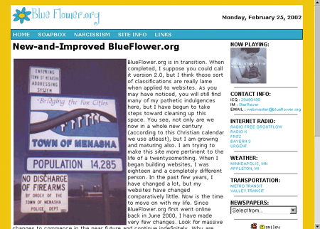 Screenshot of blueflower.org v1.0