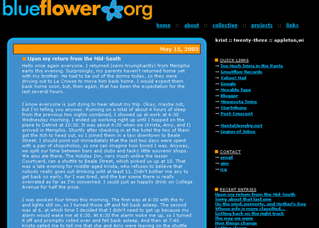 Screenshot of blueflower.org v7.0